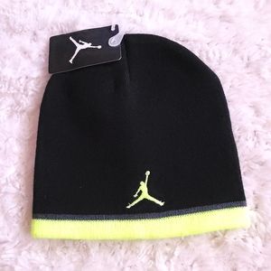 NIKE Jordan Jumpman Knit Beanie Black Volt Grey Hat Kids Youth Boys Girls O/S